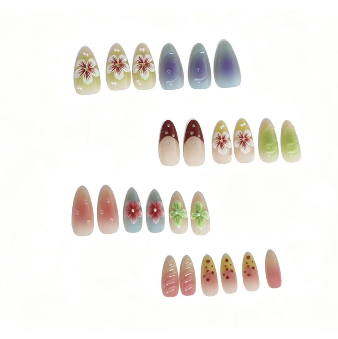 Artistic Floral Gradient Press-On Nail Set Bowlift