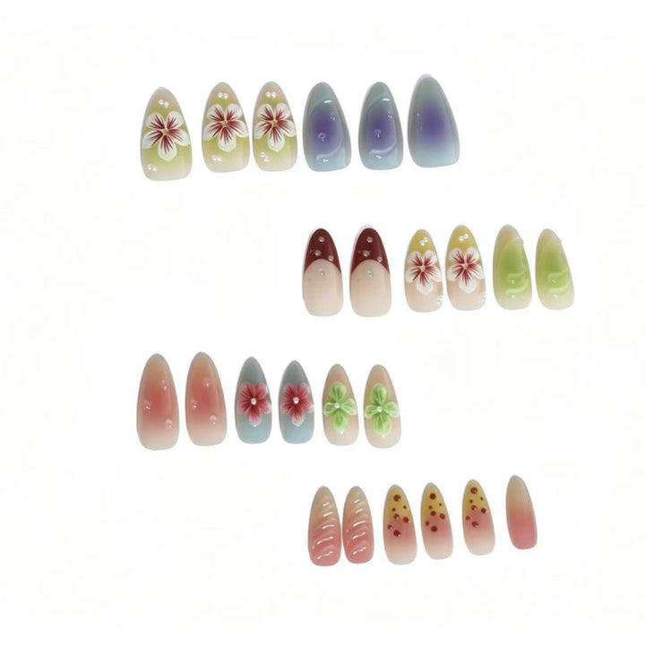 Artistic Floral Gradient Press-On Nail Set Bowlift