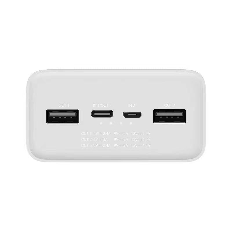 High-capacity USB-C portable power bank with dual USB-A fast-charge ports and LED indicators Bowlift