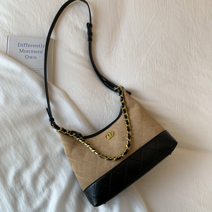 Quilted Suede Shoulder Bag Bowlift