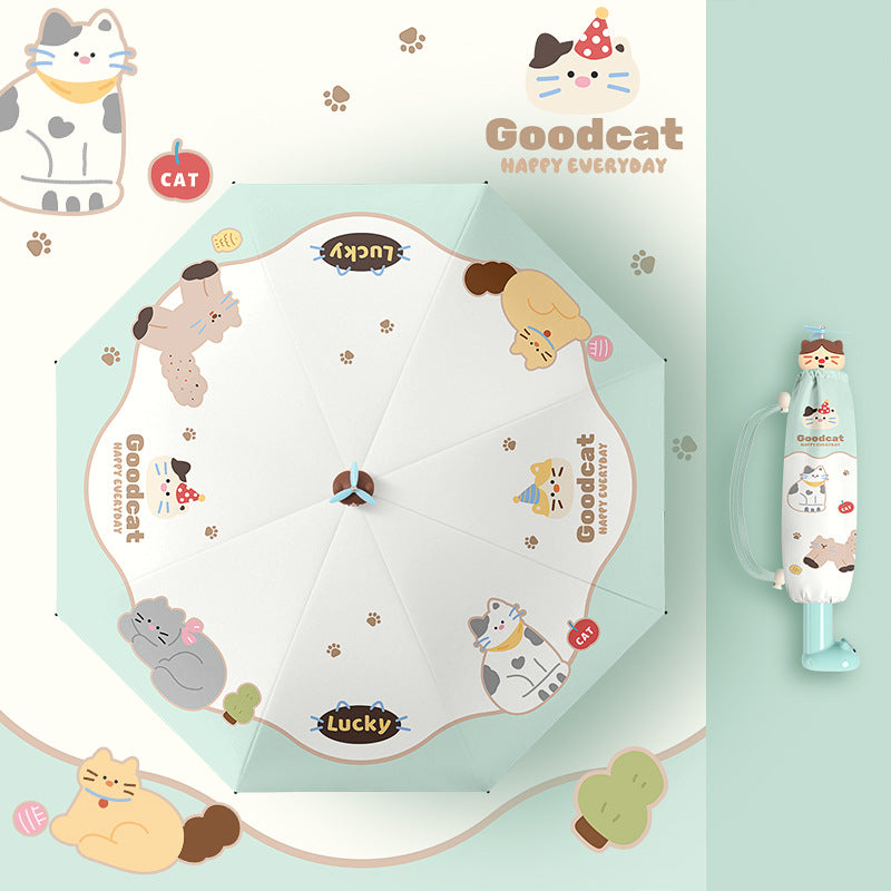 Women's Foldable Umbrella with Cute Animal Design Bowlift