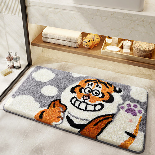 Playful Cartoon Tiger Bath Mat Bowlift