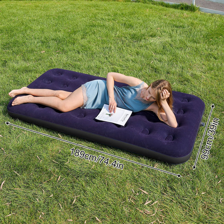 Women's Inflatable Luxury Air Mattress with Soft Velour Surface Bowlift