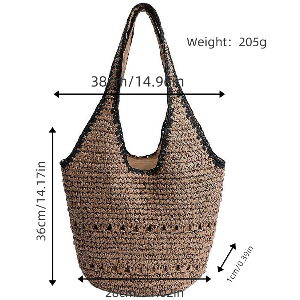 Woven Natural Material Handbag with Minimalist Structure Bowlift