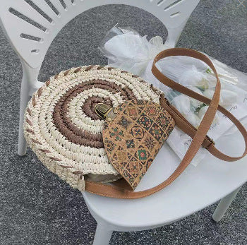 Round Bast Bag with Adjustable Leather Strap Bowlift