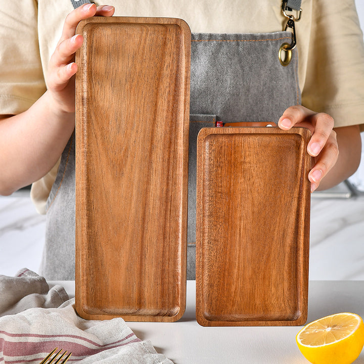 Elegant wooden serving tray with raised edge Bowlift