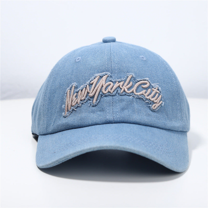 Women's Distressed Denim Baseball Cap Bowlift 1784083711