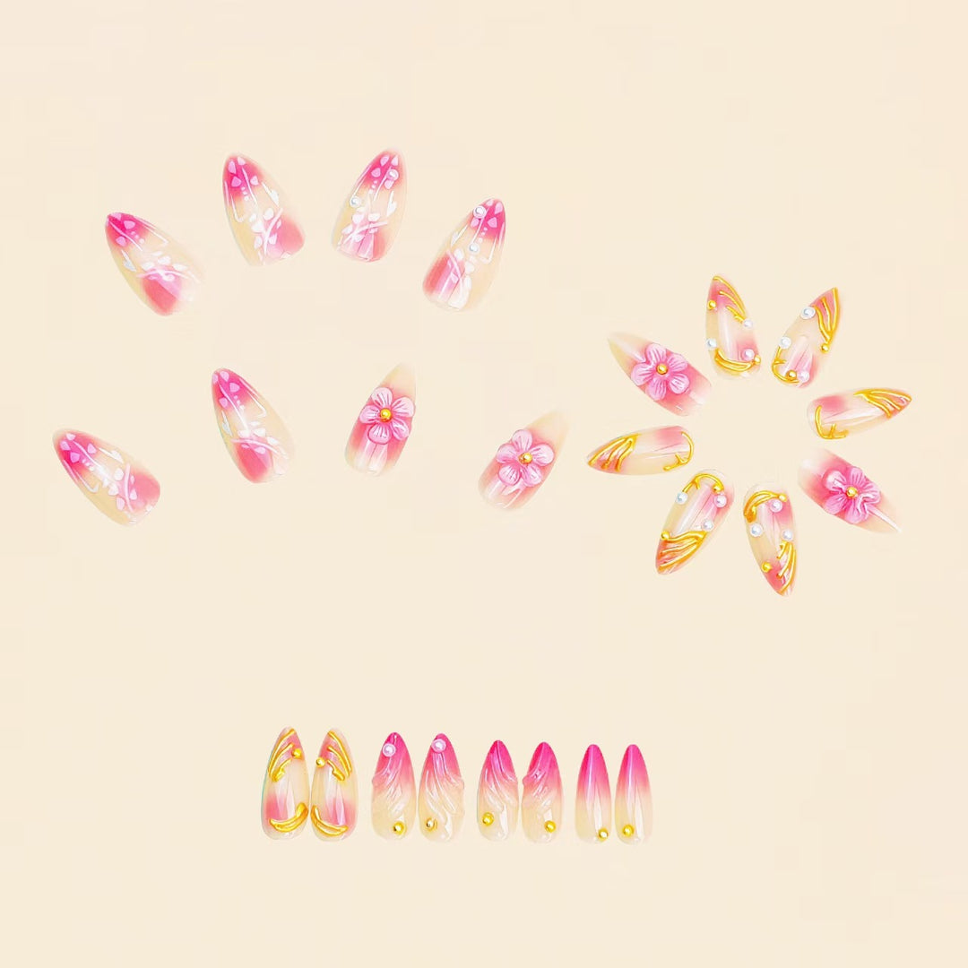 Floral and Decorative Press-On Nail Set Bowlift