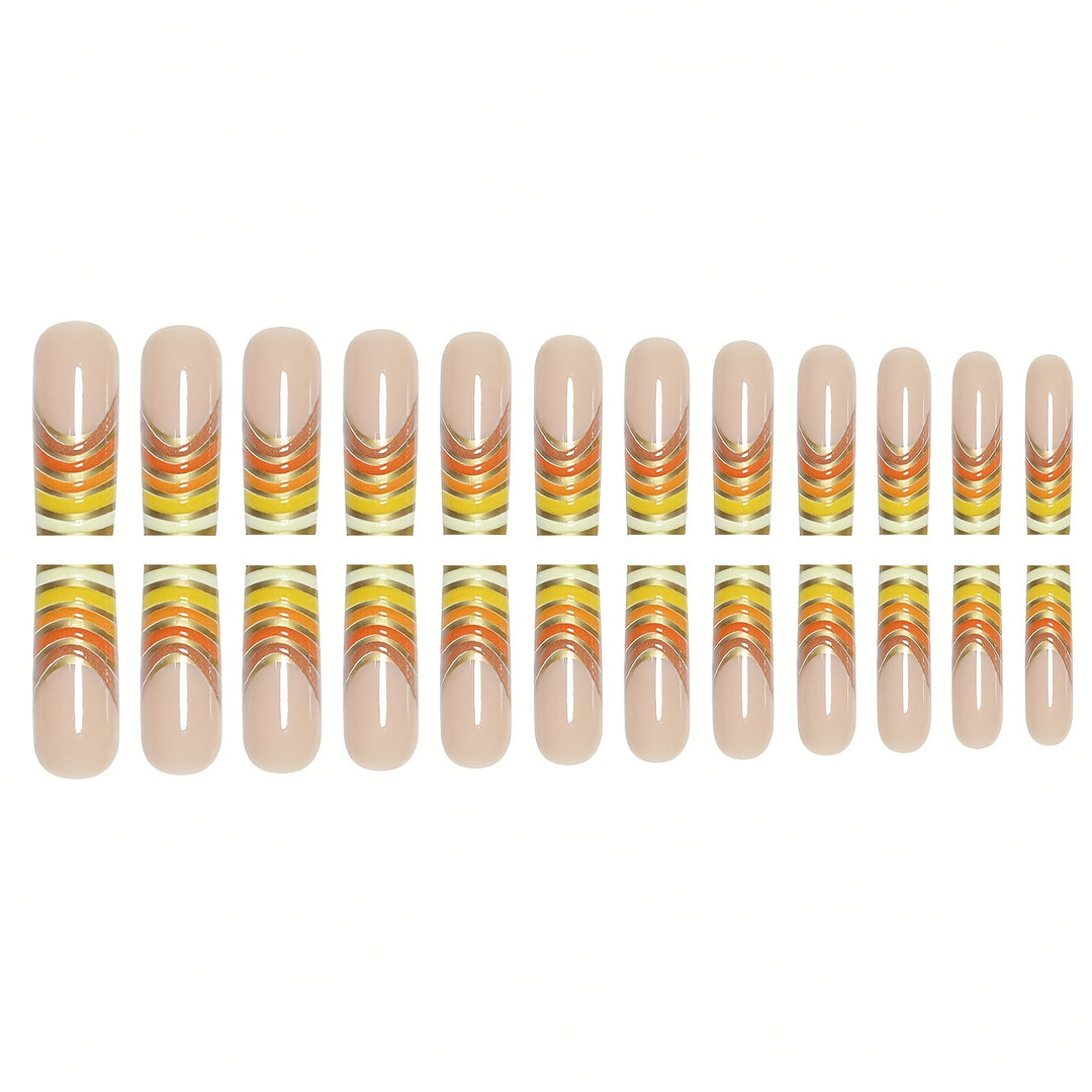 Striped Acrylic Nail Extensions Bowlift