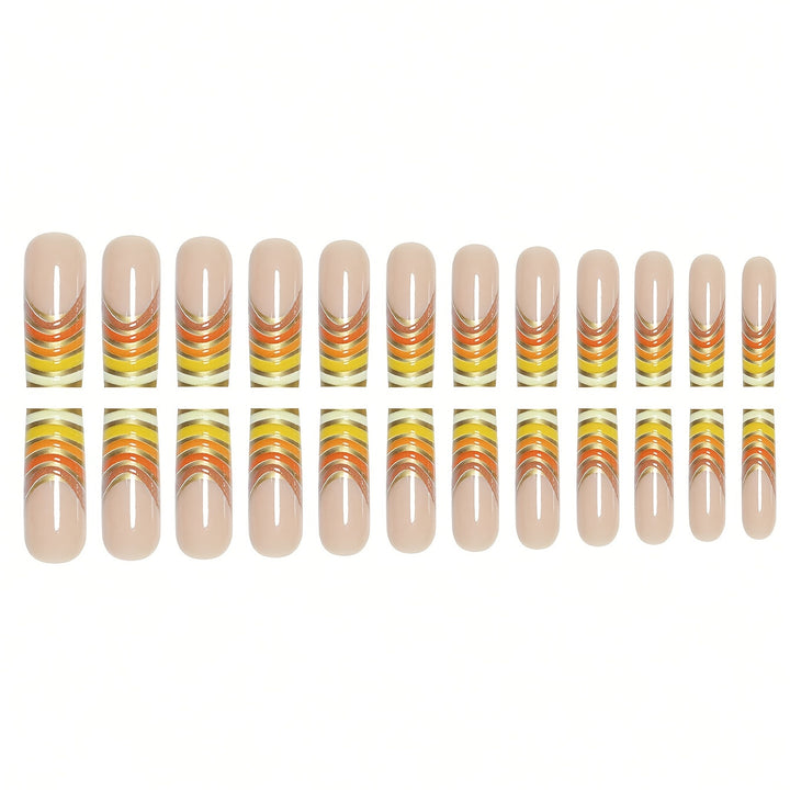 Striped Acrylic Nail Extensions Bowlift