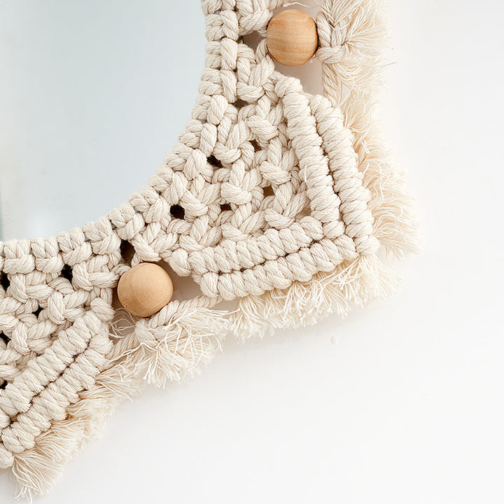 Macramé Decorative Star-Shaped Wall Mirror Bowlift