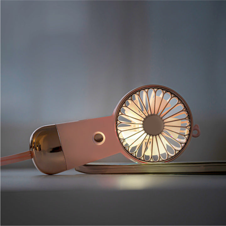 Ladies portable hand fan with USB charging function and ergonomic handle Bowlift