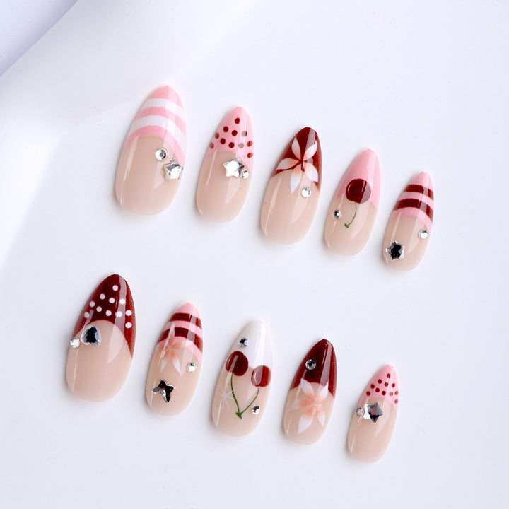 Artificial nails with creative fruit and flower designs Bowlift