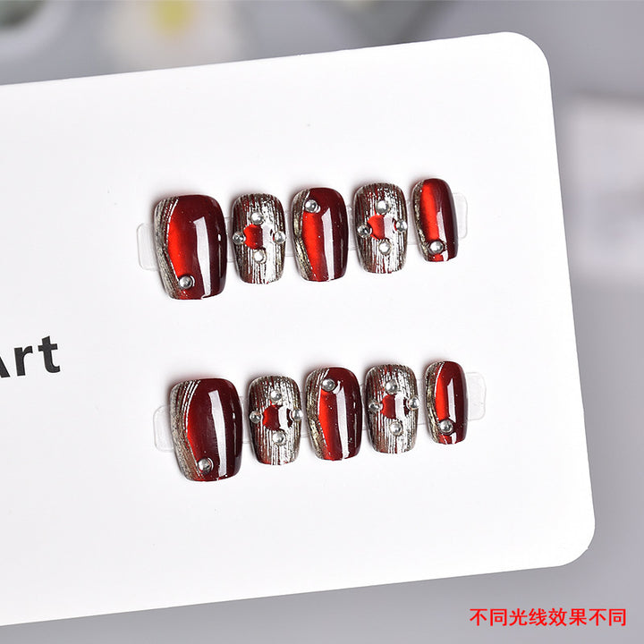 Glamorous Heart-Themed Press-On Nail Set Bowlift