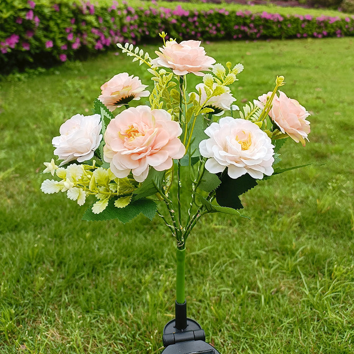 Solar-Powered Realistic Peony Garden Stake With Integrated Warm LED And Weatherproof Base Bowlift