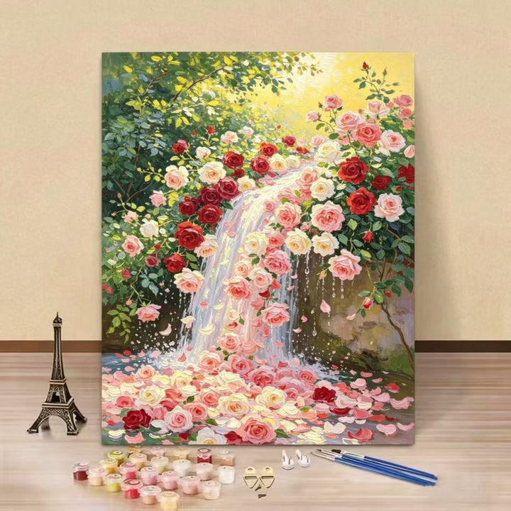 DIY Rose-Themed Paint by Numbers Canvas Art Kit Bowlift