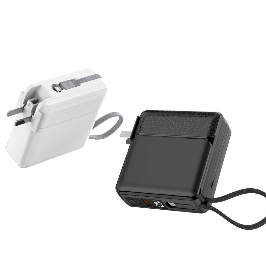 Compact quick-charge power bank with LCD display and integrated safety technology Bowlift
