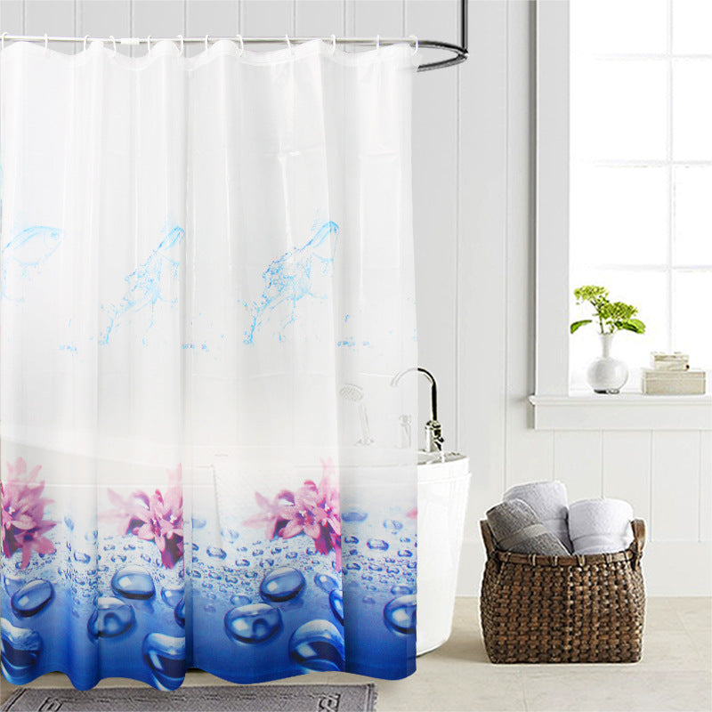 Floral Water-Resistant Shower Curtain Bowlift