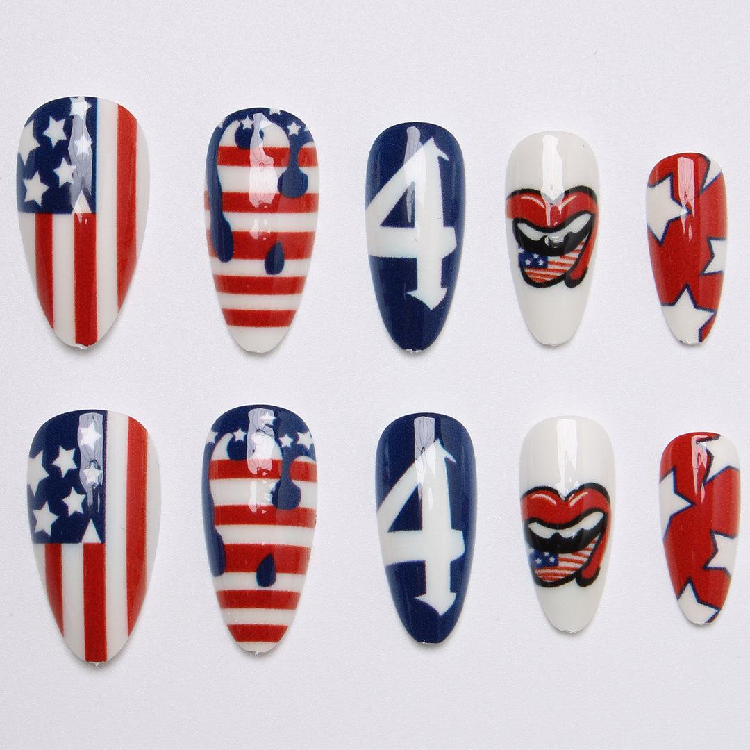 Artificial nails with creative patriotic design Bowlift