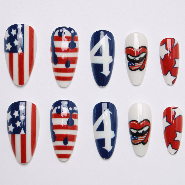 Artificial nails with creative patriotic design Bowlift
