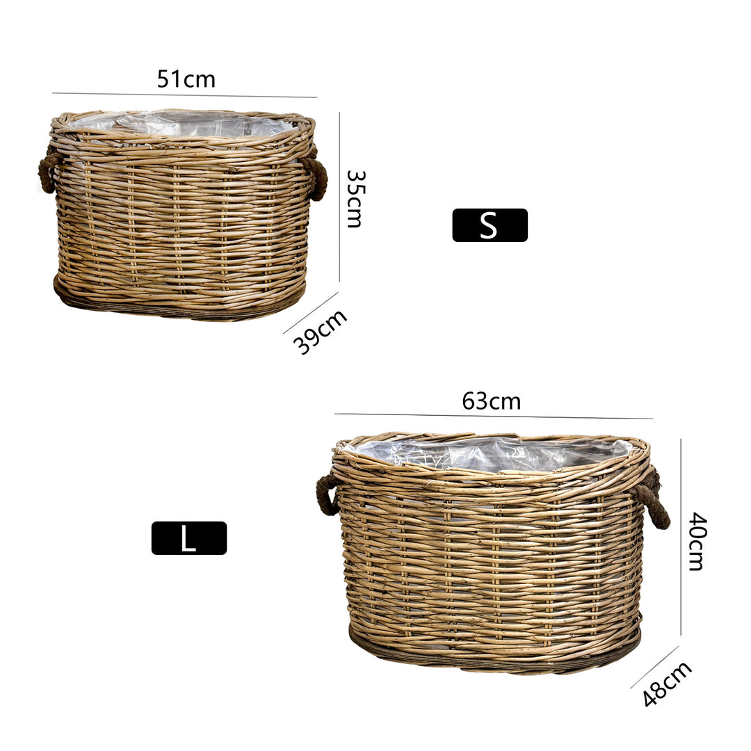 Rustic laundry basket with decorative handles Bowlift