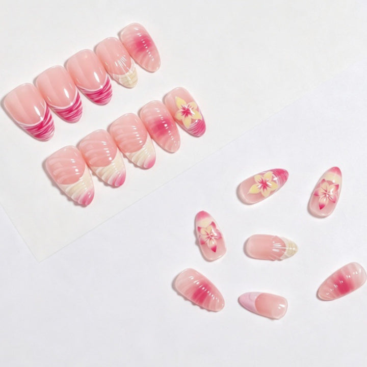 Elegant Floral-Themed Press-On Nail Set Bowlift