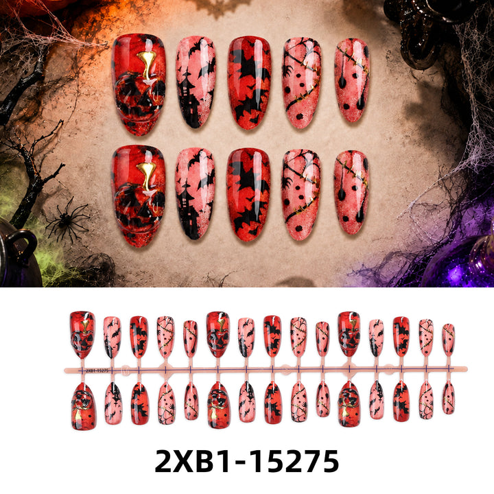 Acrylic nail set with creative Halloween motifs Bowlift