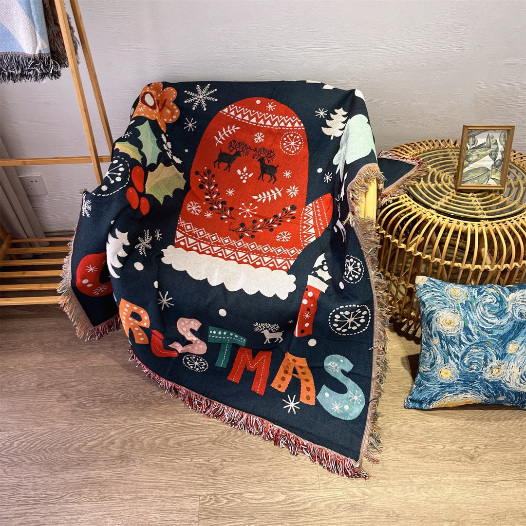 Festive Holiday-Themed Woven Throw Blanket