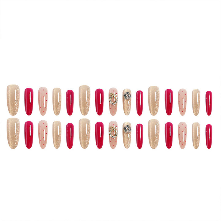 Artificial nail set with sparkling crystal accents and elegant color gradients Bowlift
