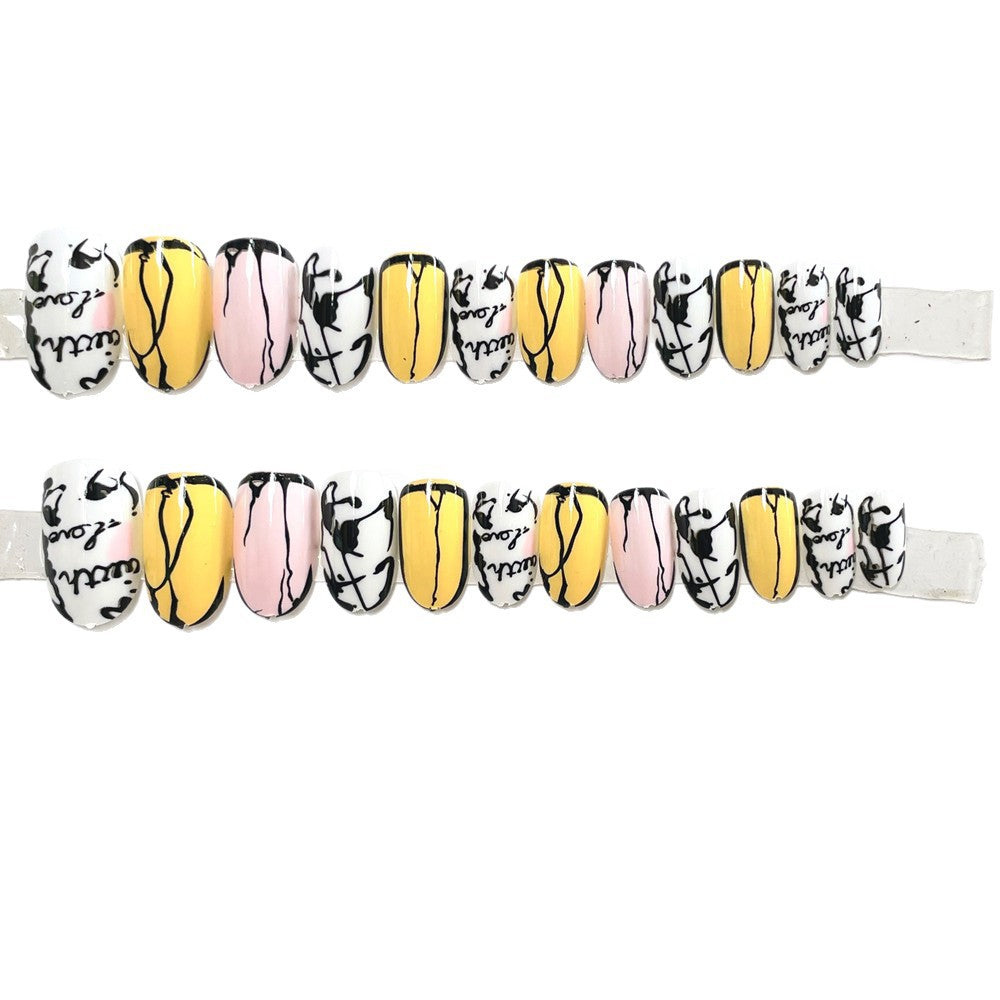 Stylish Line Pattern Artificial Nails Bowlift