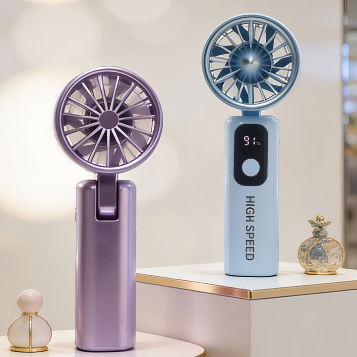 Ladies Portable Mini Fan with Digital Temperature Display Bowlift