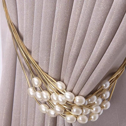 Decorative curtain holder with bead accent Bowlift