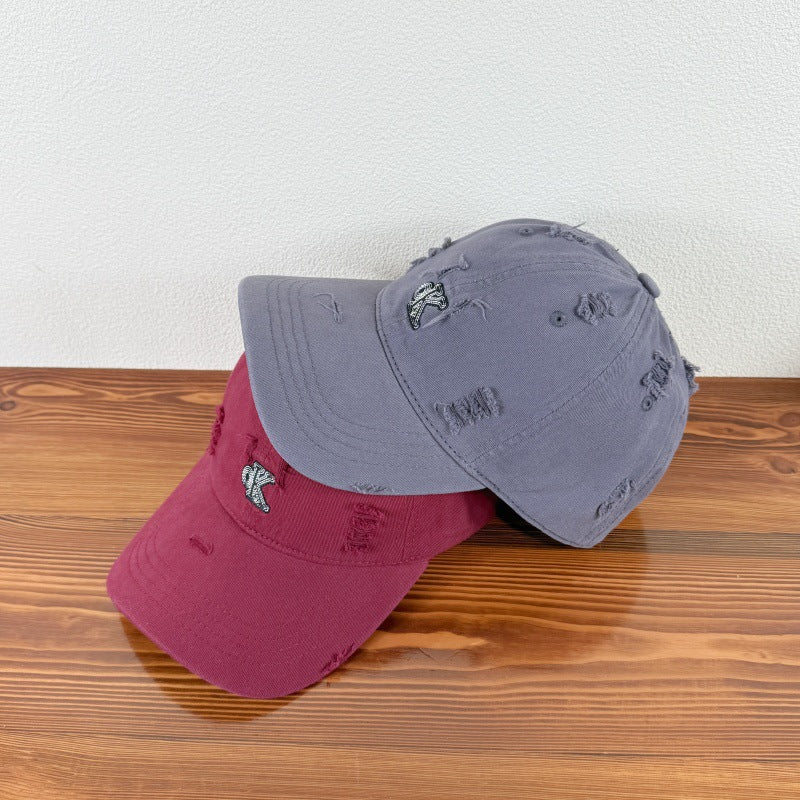 Men's Distressed Adjustable Baseball Cap Bowlift