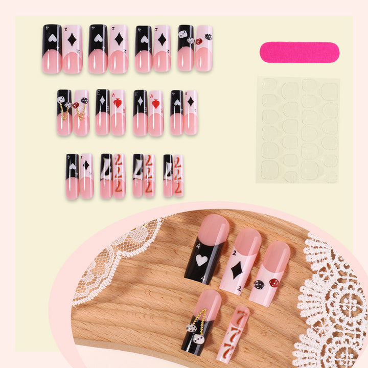 Stylish Playing Card Themed Press-On Nails Bowlift