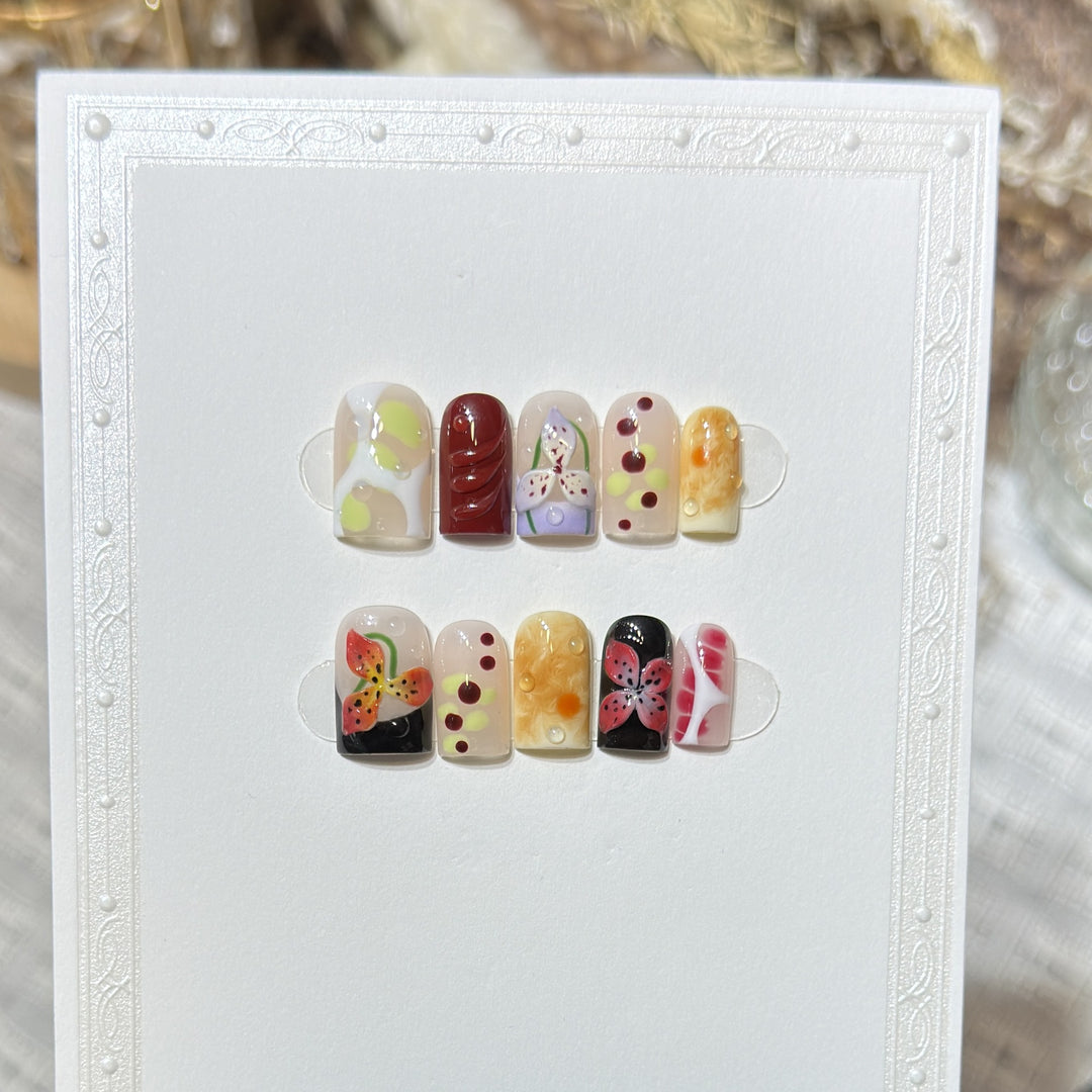 Decorative Nature-Themed Press-On Nail Set Bowlift