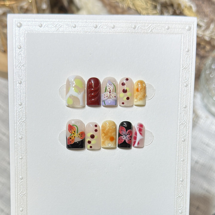 Decorative Nature-Themed Press-On Nail Set Bowlift