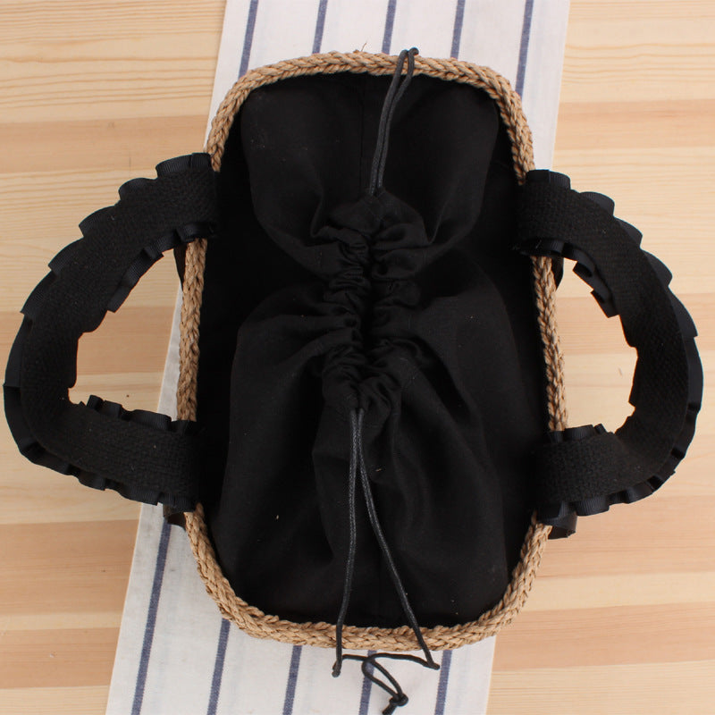 Playful basket bag with elegant fabric handle Bowlift