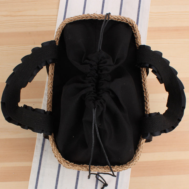 Playful basket bag with elegant fabric handle Bowlift