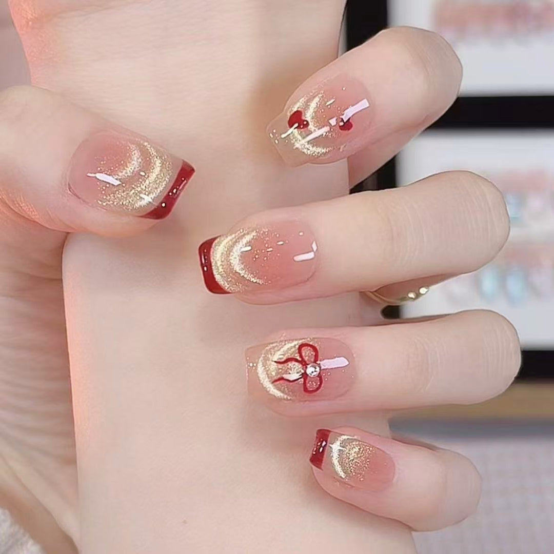 Artistic Heart-Themed Press-On Nail Art Bowlift