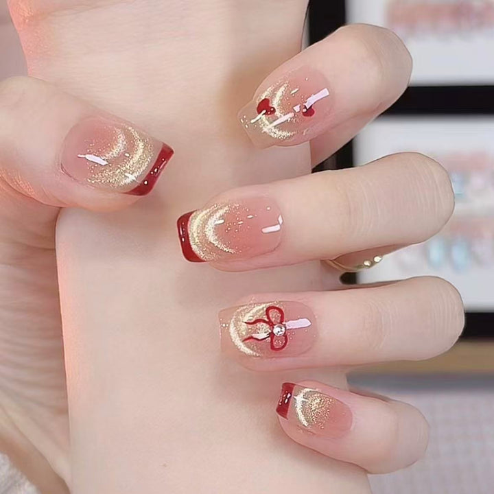 Artistic Heart-Themed Press-On Nail Art Bowlift