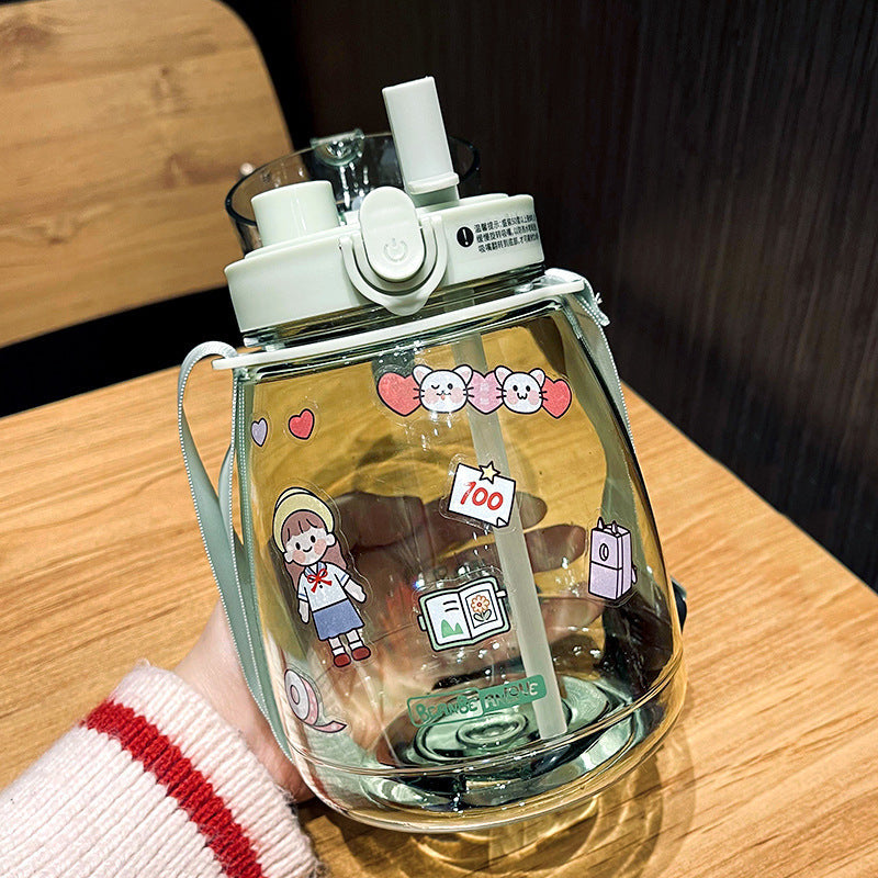 Women Glass Drinking Bottle with Secure Lid Bowlift