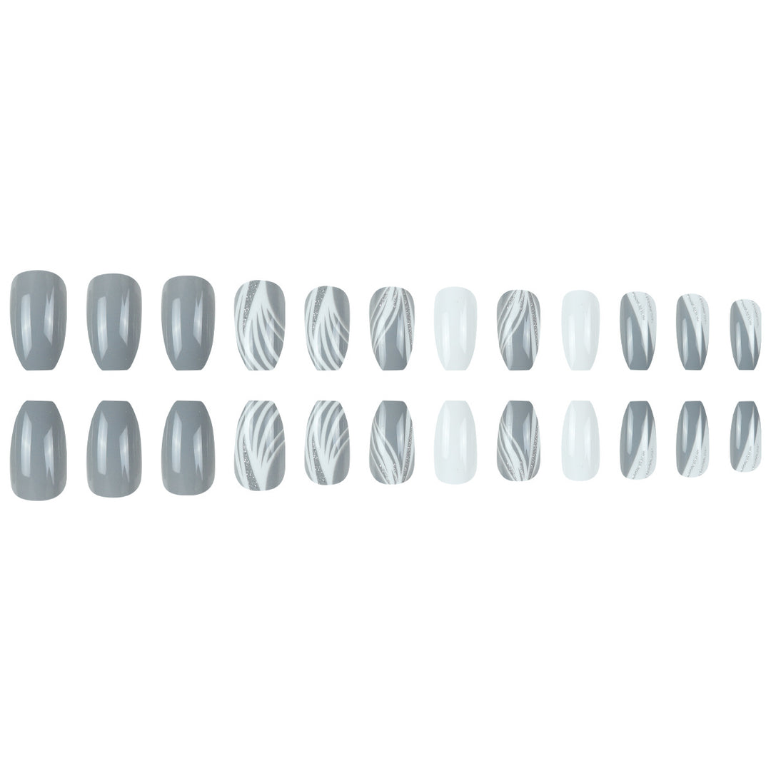 Glossy Stiletto Press-On Nail Set with Glittered Design Bowlift