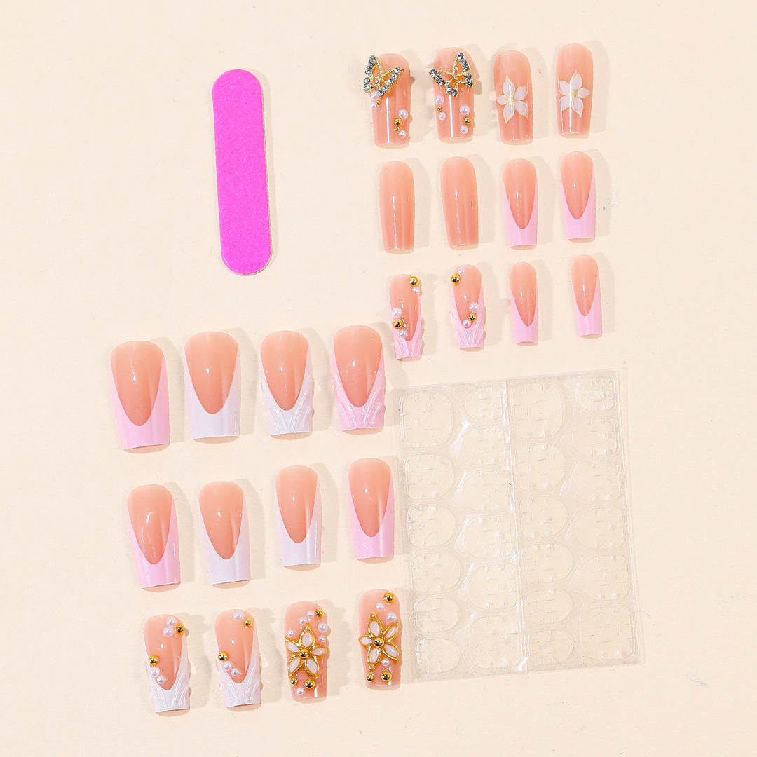 Floral Ornamented Acrylic Nail Art Extensions Bowlift