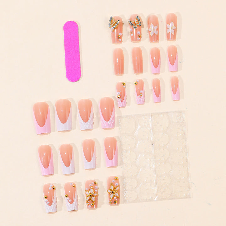 Floral Ornamented Acrylic Nail Art Extensions Bowlift