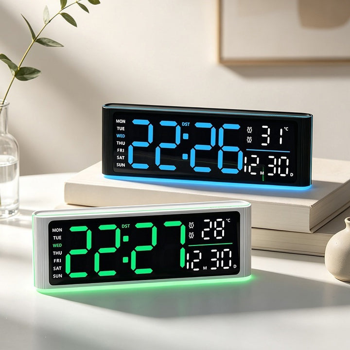 Digital LED alarm clock with temperature and day of week display Bowlift