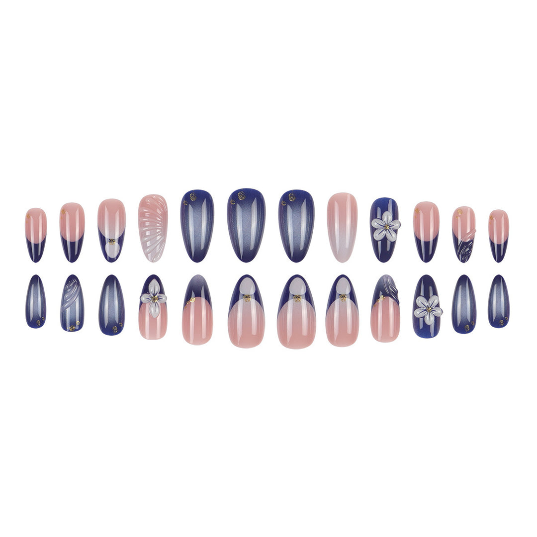 Artistic Long Press-On Nails with Floral Design Bowlift