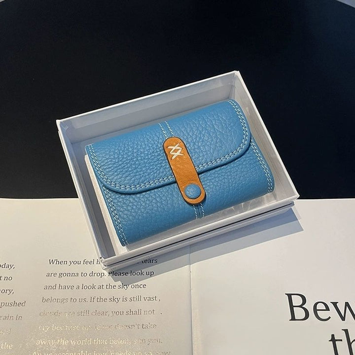 Textured Leather Tri-Fold Wallet Bowlift