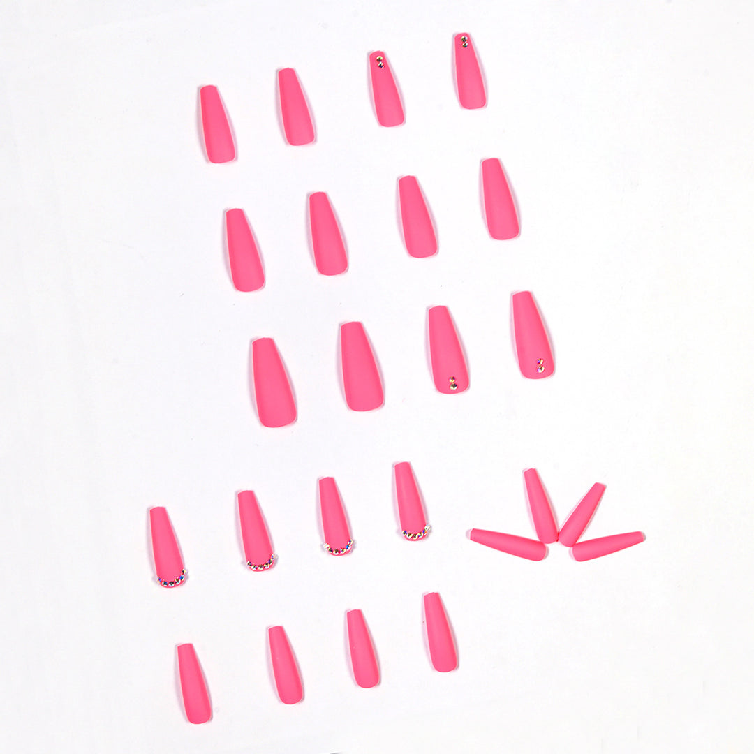 Artificial nail extensions with glitter accents Bowlift