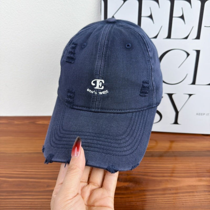 Unisex Distressed Denim Cap Bowlift
