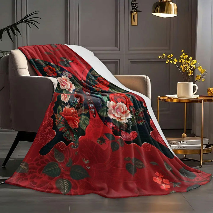 Fluffy Butterfly Print Fleece Blanket